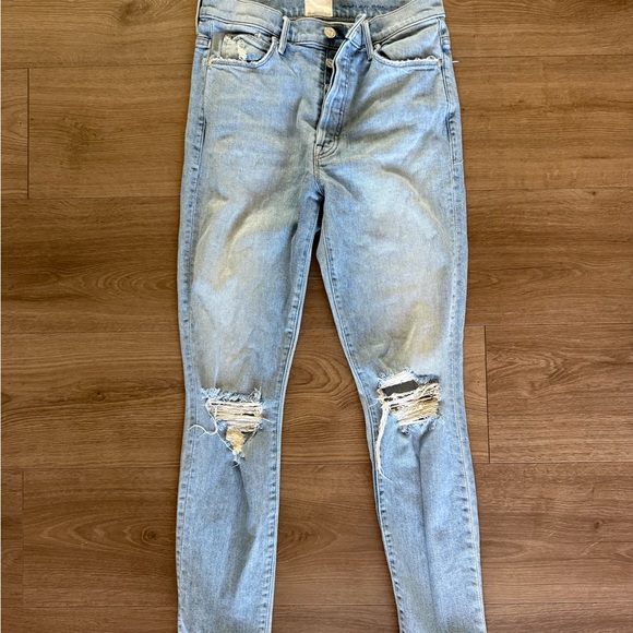 MOTHER Blue Skinny Distressed Jeans - Picture 1 of 5